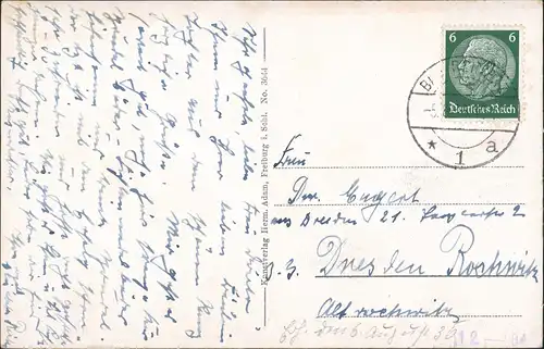 Postcard Bad Reinerz Duszniki-Zdrój Stadtpartie 1934