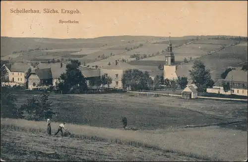 Ansichtskarte Schellerhau-Altenberg (Erzgebirge) Stadt und Sportheim 1928