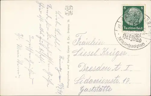 Postcard Bad Reinerz Duszniki-Zdrój Stadtpartie 1932