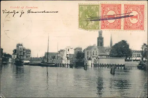 Postkaart Zaandam Gezicht Hafen 1909