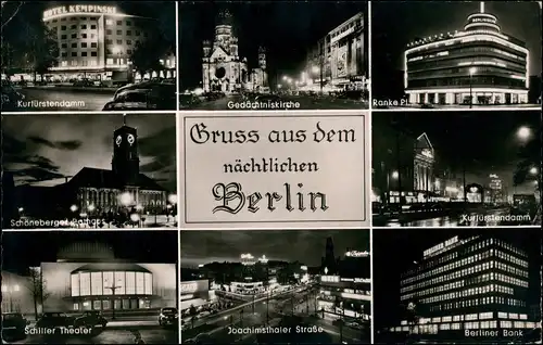 Ansichtskarte Charlottenburg-Berlin MB bei Nacht - Leuchtreklame 1957