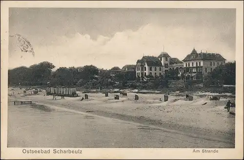 Ansichtskarte Scharbeutz Strand, Villen, Kabinenwagen 1930