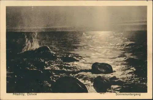 Postcard Misdroy Międzyzdroje Sonnenuntergang 1928