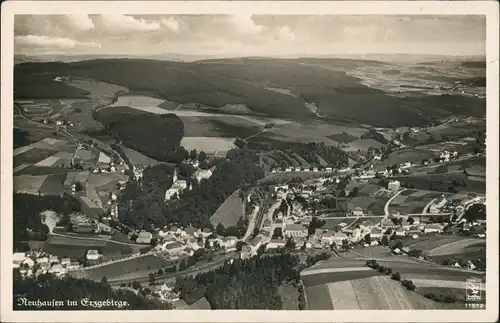 Ansichtskarte Neuhausen (Erzgebirge) Luftbild Stadt Bahnhof 1934