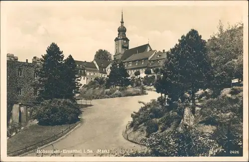 Ansichtskarte Hohenstein-Ernstthal Weg und Markt 1944
