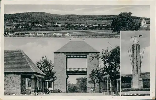 Ansichtskarte Schweigen-Rechtenbach 3 Bild: Stadt, Fahnenturm, Tor 1932