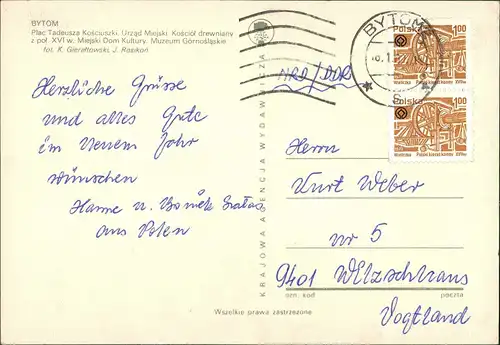 Beuthen O.S. Bytom | Beuthn Plac Kościuszki Urząd Miejski, Kościół   1981