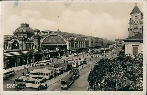 Ansichtskarte Seevorstadt-Dresden Hauptbahnhof, Bus - Hotel 1932