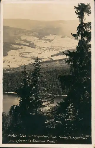 Postcard Markt Eisenstein Železná Ruda Teufelssee 1930