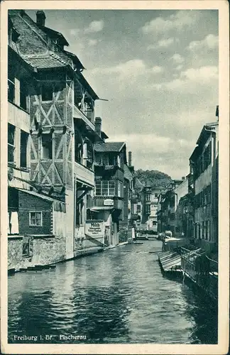 Freiburg im Breisgau Fischerau Häuser am Fluss, Fluss Partie 1930