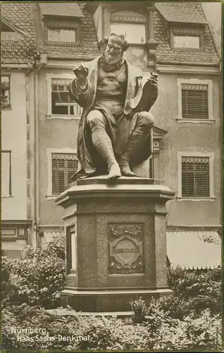 Nürnberg Stadtteilansicht Hans Sachs Denkmal Bromsilber-Karte 1920