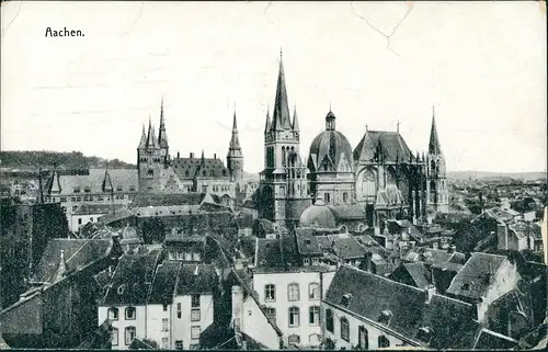 Ansichtskarte Aachen Panorama-Ansicht Dächer Blick Dom Kirche 1917  Weltkrieg