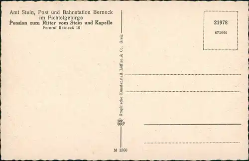 Bad Berneck im Fichtelgebirge Pension Zum Ritter vom Stein Bahnstation Berneck 1925