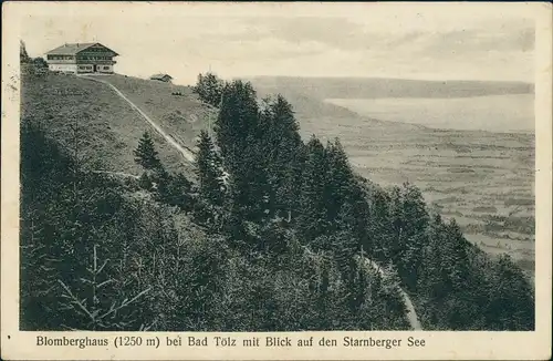Ansichtskarte Bad Tölz Blomberghaus Blick Starnberger See Bayern 1930