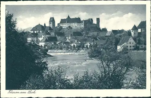 Ansichtskarte Füssen Panorama-Ansicht Lech Partie Ort Teilansicht 1930