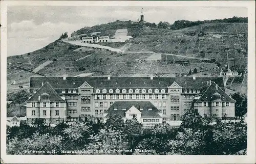 Ansichtskarte Heilbronn Hauswirtschaftliches Seminar und Wartberg 1940