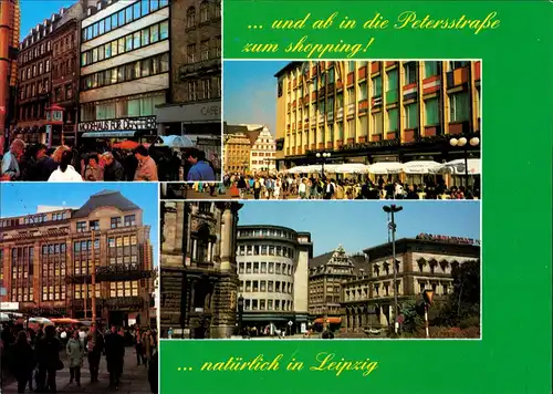 Ansichtskarte Leipzig Petersstrasse Mehrbild-AK Shopping Street Views 1990