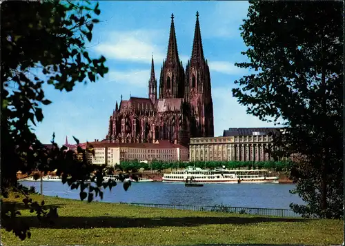 Ansichtskarte Köln Kölner Dom Rhein Schiff a.d. Anlegestelle 1980