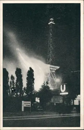 Ansichtskarte Charlottenburg-Berlin Brand Funkturm bei Nacht 1935