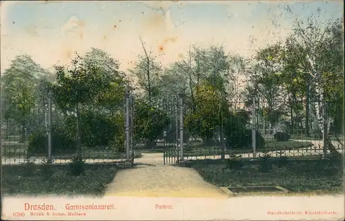 Ansichtskarte Äußere Neustadt-Dresden Garnisionslazarett Parktor 1909