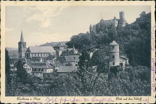 Ansichtskarte Wertheim Burg Schloss Wertheim Stadtteilansicht 1936