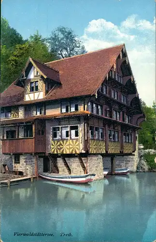 Luzern Lucerna Vierwaldstättersee Haus Treib am See Bootsanleger 1920