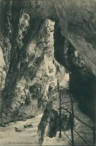 Ansichtskarte Grainau Höllentalklamm Fluss Bett Felsen Umgebung 1910
