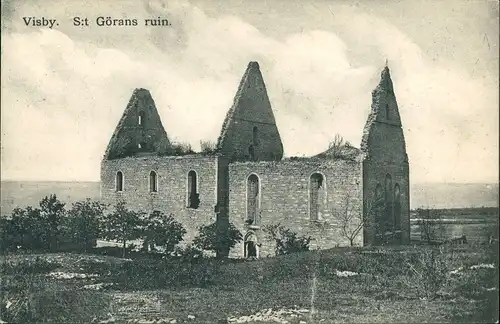 Postcard Wisby Visby St. Görans Ruin Kirchen Ruine Sweden Postcard 1910