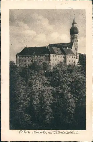 Ansichtskarte Andechs Partie am Kloster, Kientalschlucht, Schlucht 1936