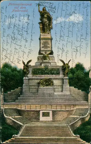 Rüdesheim (Rhein) National-Denkmal Niederwalddenkmal Monument River Rhine 1926