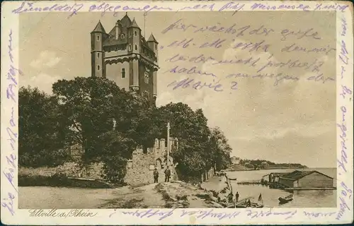 Eltville am Rhein Panorama-Ansicht mit Turmgebäude am Rhein 1925