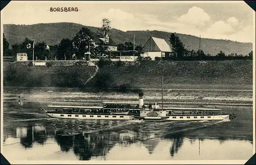 Ansichtskarte Söbrigen-Dresden Dampfer vor dem Forsthaus 1938