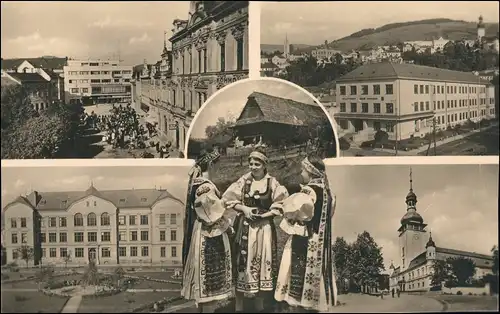 Postcard Wesetin Vsetín | Settein MB Straßen, Trachten 1947