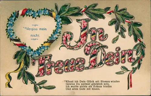 Ansichtskarte  Ja Treue Dein Herz Patriotikas WK1 1917 Prägekarte
