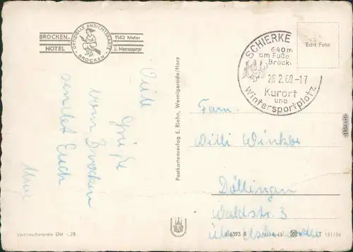 Ilsenburg (Harz) Wetterwarte (Brocken) mit Innenansicht - Winterszene 1956