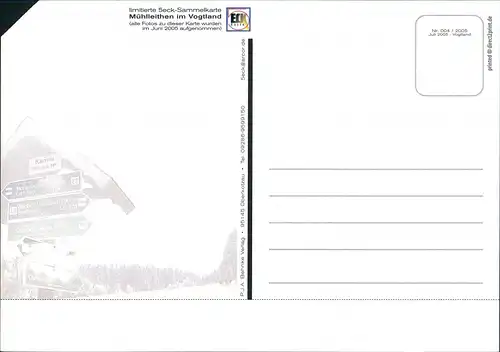 Mühlleithen-Klingenthal Umland-Ansichten Limitierte 5eck-Sammelkarte 2005