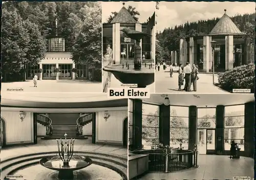 Bad Elster DDR Mehrbild-AK Marienquelle, Moritz-Quelle Innen & Außen 1958