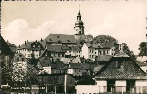 Treuen (Vogtland) Panorama-Teilansicht als Hand-Foto Echtfoto-AK 1963