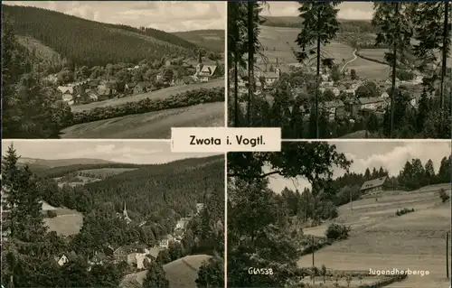 Ansichtskarte Zwota Stadtteilansichten DDR Mehrbild-AK 4 Ansichten Fotos 1959