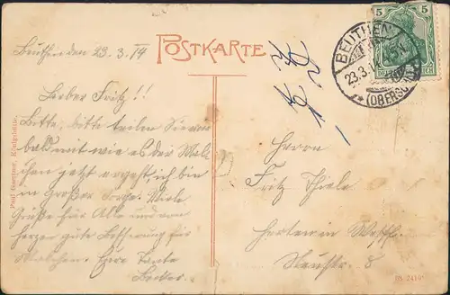 Postcard Königshütte (Oberschlesien) Chorzów Prof. Wagner Denkmal 1914