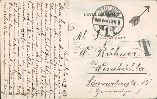 Postcard Sollnock Szolnok Straße Mehyehaz 1912