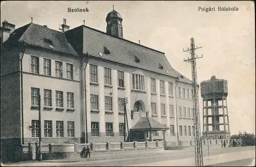 Postcard Sollnock Szolnok Polgari fiuskola 1912