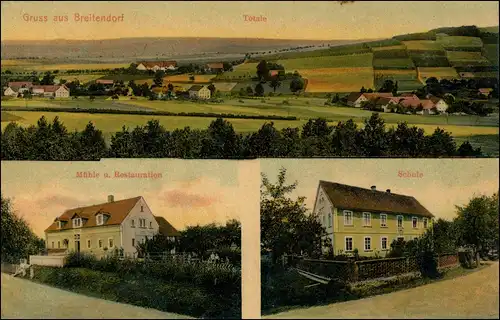 Ansichtskarte Breitendorf-Hochkirch Bukecy 3 Bild: Totale Mühle Schule 1912