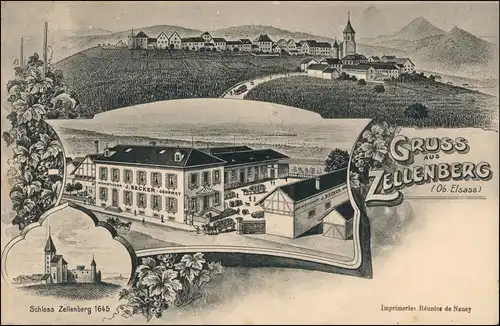CPA Zellenberg (Elsaß) Gruss aus Gasthaus  	Colmar-Ribeauvillé 1911