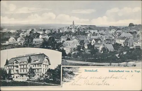 Ansichtskarte Bonndorf (Schwarzwald) Stadt, Bahnhofshotel - 2 Bild 1908