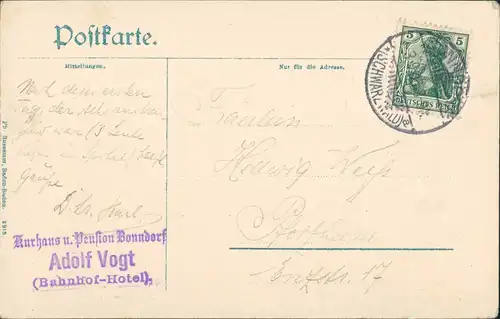 Ansichtskarte Bonndorf (Schwarzwald) Stadt, Bahnhofshotel - 2 Bild 1908