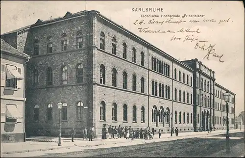 Ansichtskarte Karlsruhe Straßenpartie Technische Hochschule Fridericiana 1905