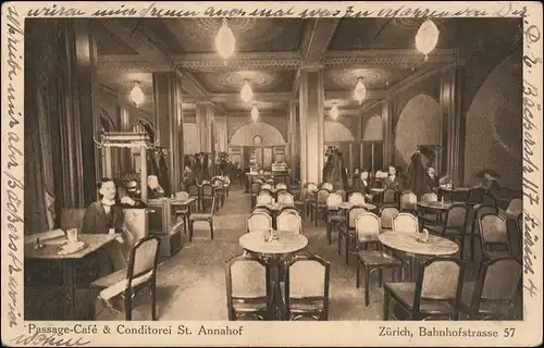 Ansichtskarte Zürich Passage Cafe St. Annahof, Bahnhofstrasse 57 1922