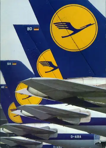 Ansichtskarte  Flugwesen LUFTHANSA Flugzeug Flugzeuge aufgereiht 1990