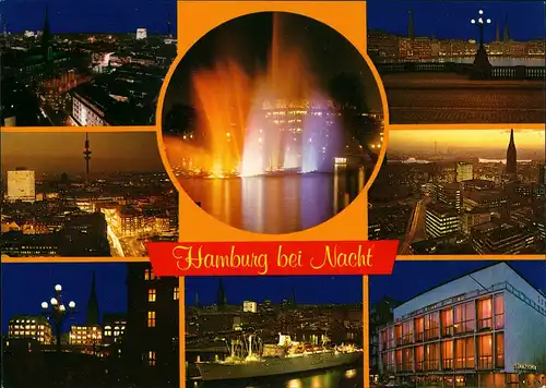 Hamburg Nacht Abend Ansichten ua. Hafen, Fernsehturm, Stadtansichten 1990